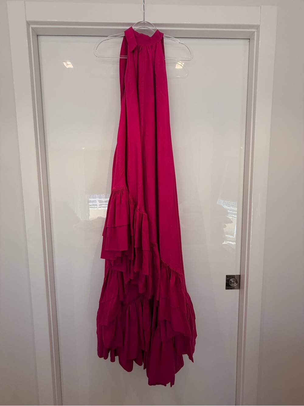 Tiered Halter Maxi Skirt in Hot Pink